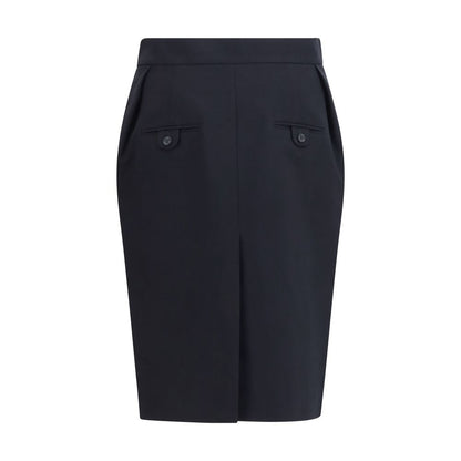 Black Cotton Midi Skirt