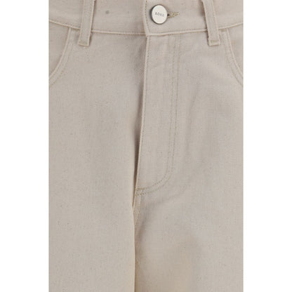 Beige Cotton Straight-Leg Jeans