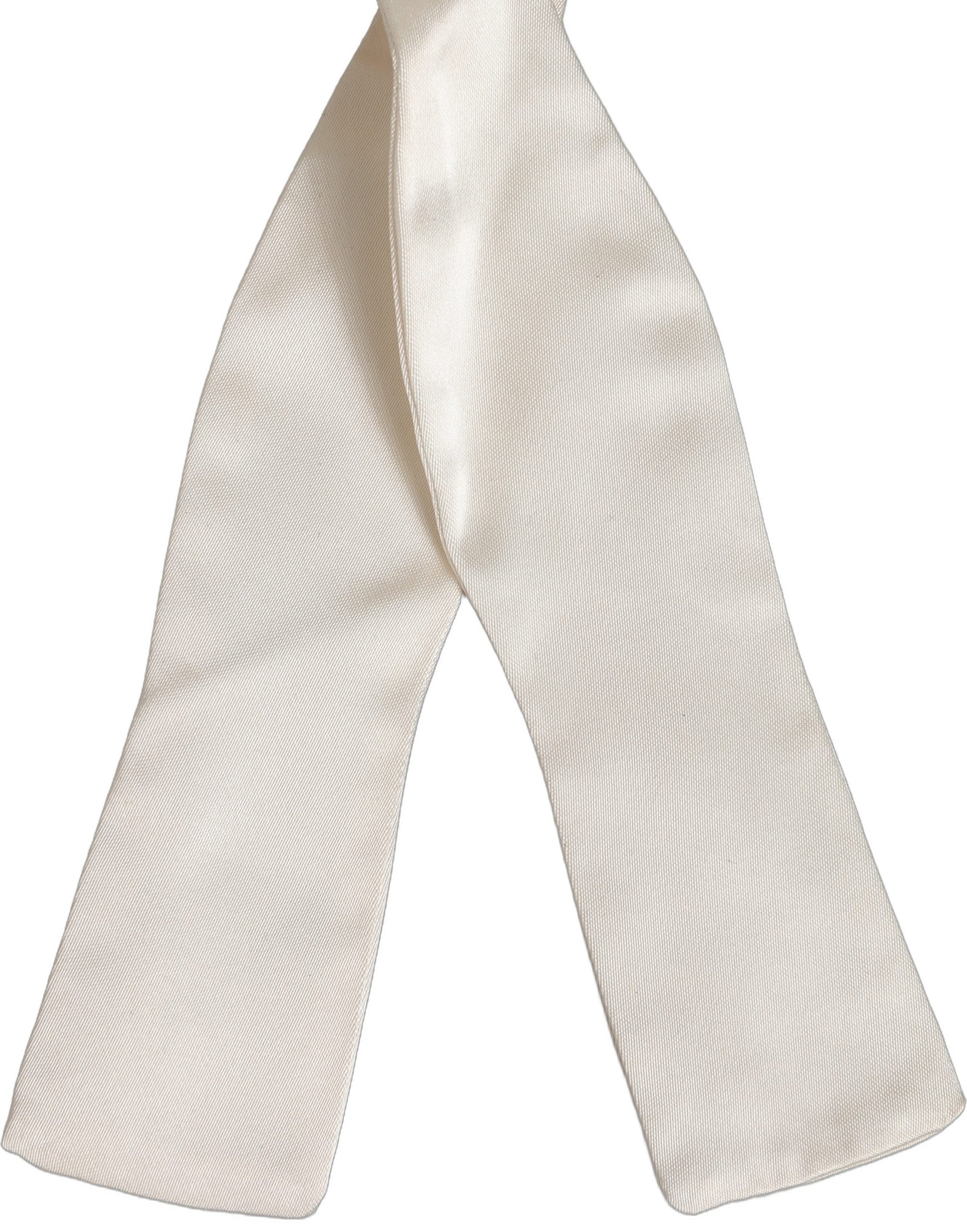 Men White 100% Silk Adjustable Neck Papillon Bow Tie