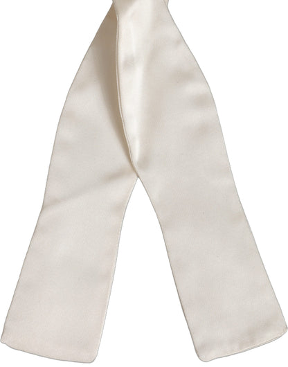 Men White 100% Silk Adjustable Neck Papillon Bow Tie