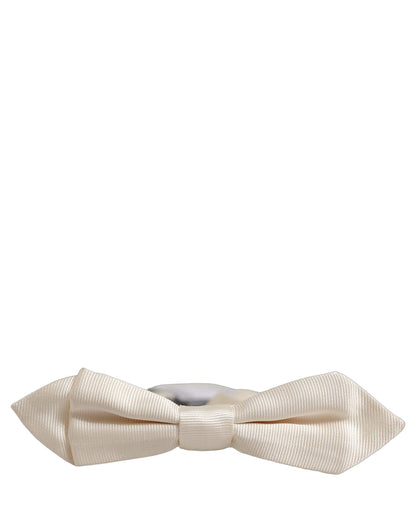 Men White 100% Silk Adjustable Neck Papillon Bow Tie