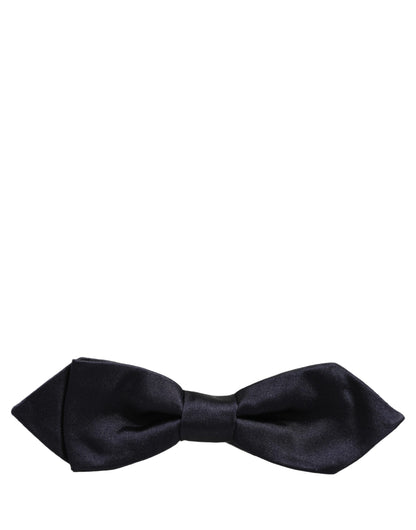 Men Dark Blue 100% Silk Adjustable Neck Papillon Bow Tie