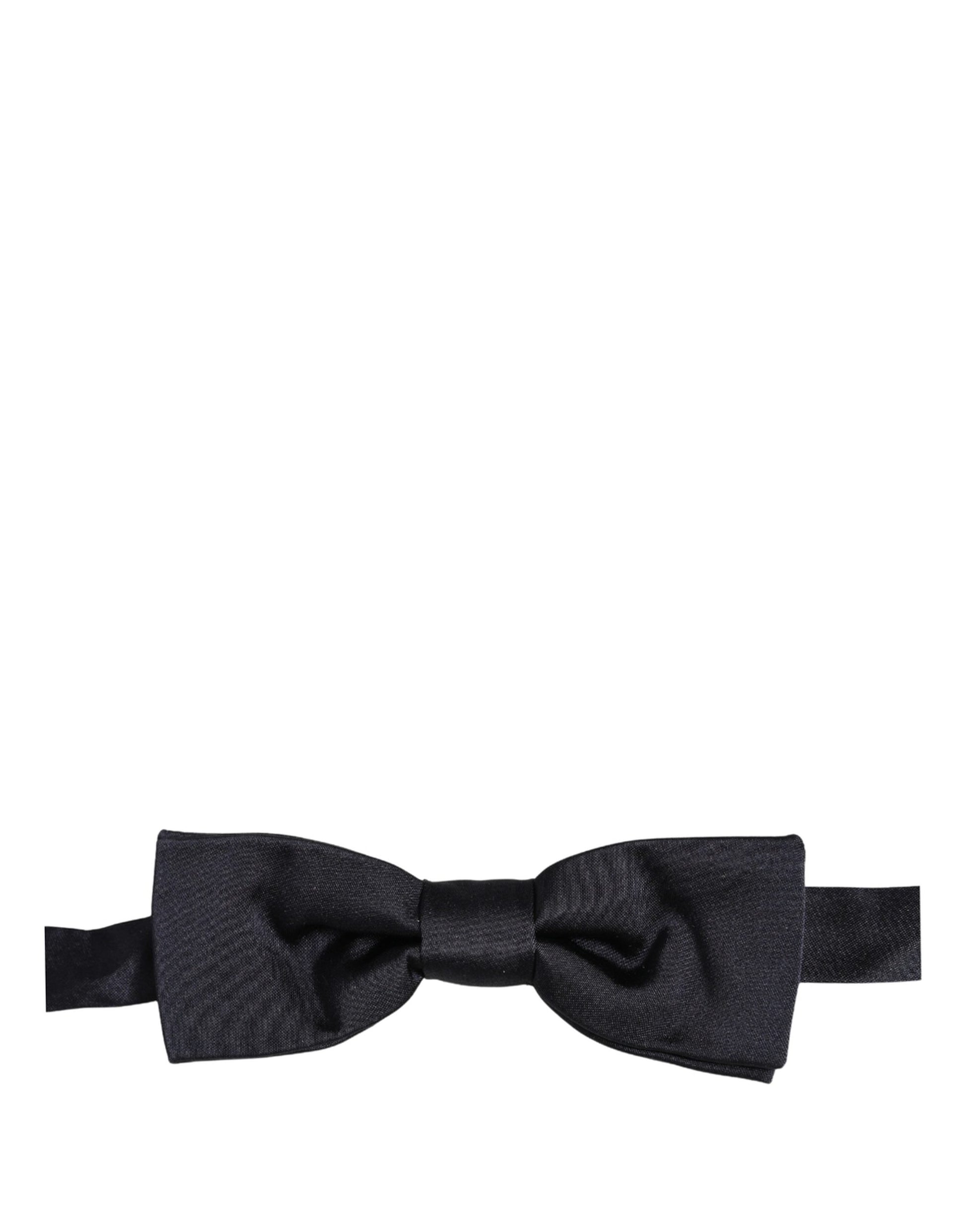 Men Dark Blue 100% Silk Adjustable Neck Papillon Bow Tie
