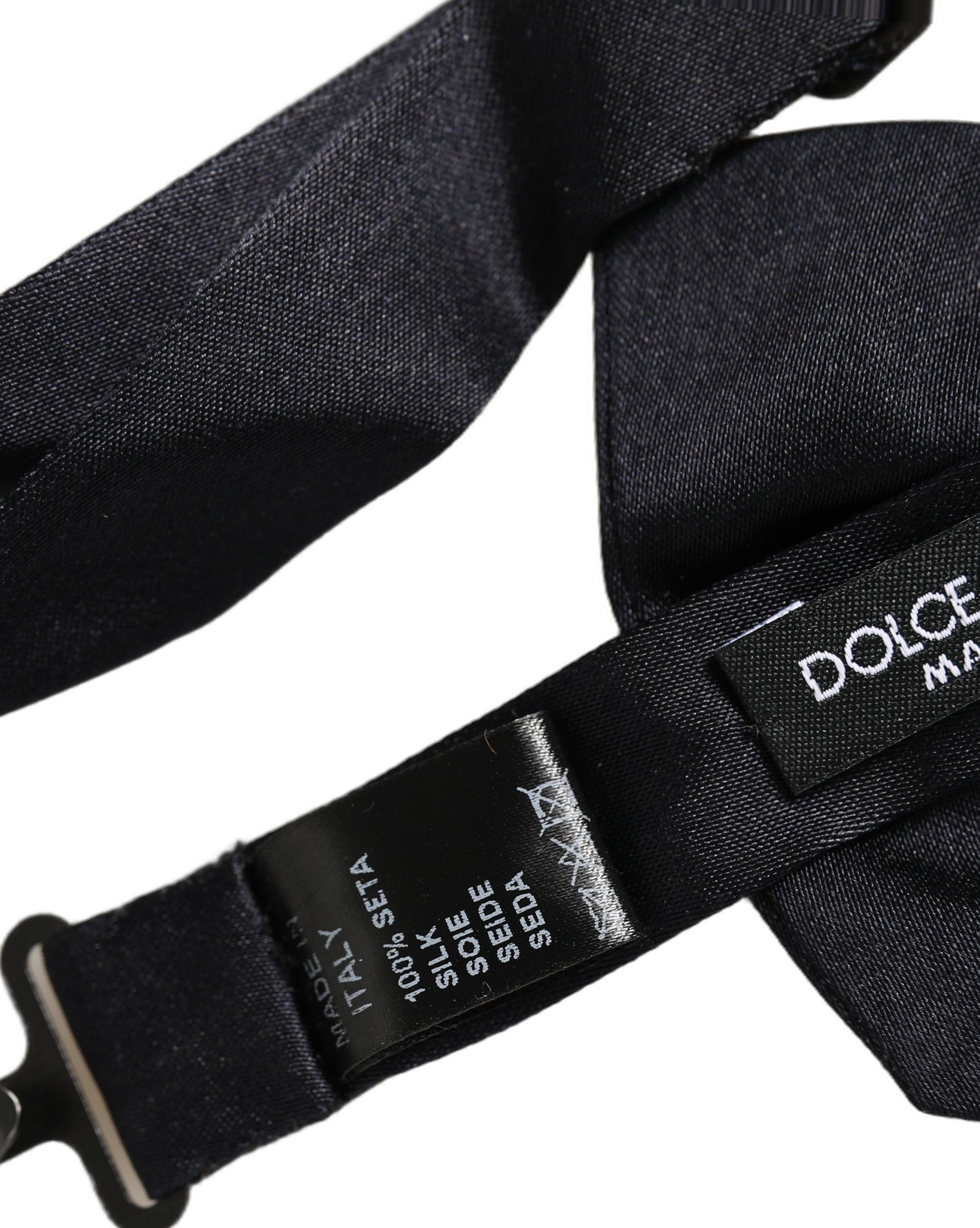 Men Black 100% Silk Adjustable Neck Papillon Bow Tie
