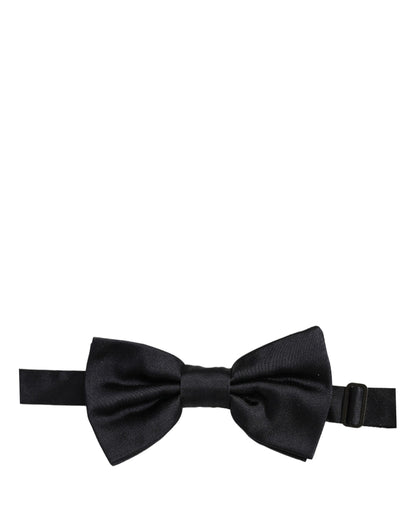 Men Black 100% Silk Adjustable Neck Papillon Bow Tie