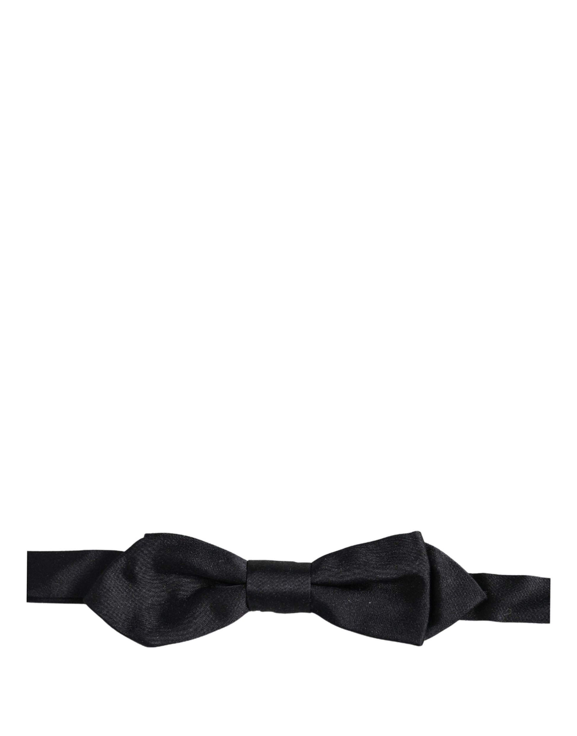 Men Black 100% Silk Adjustable Neck Papillon Bow Tie