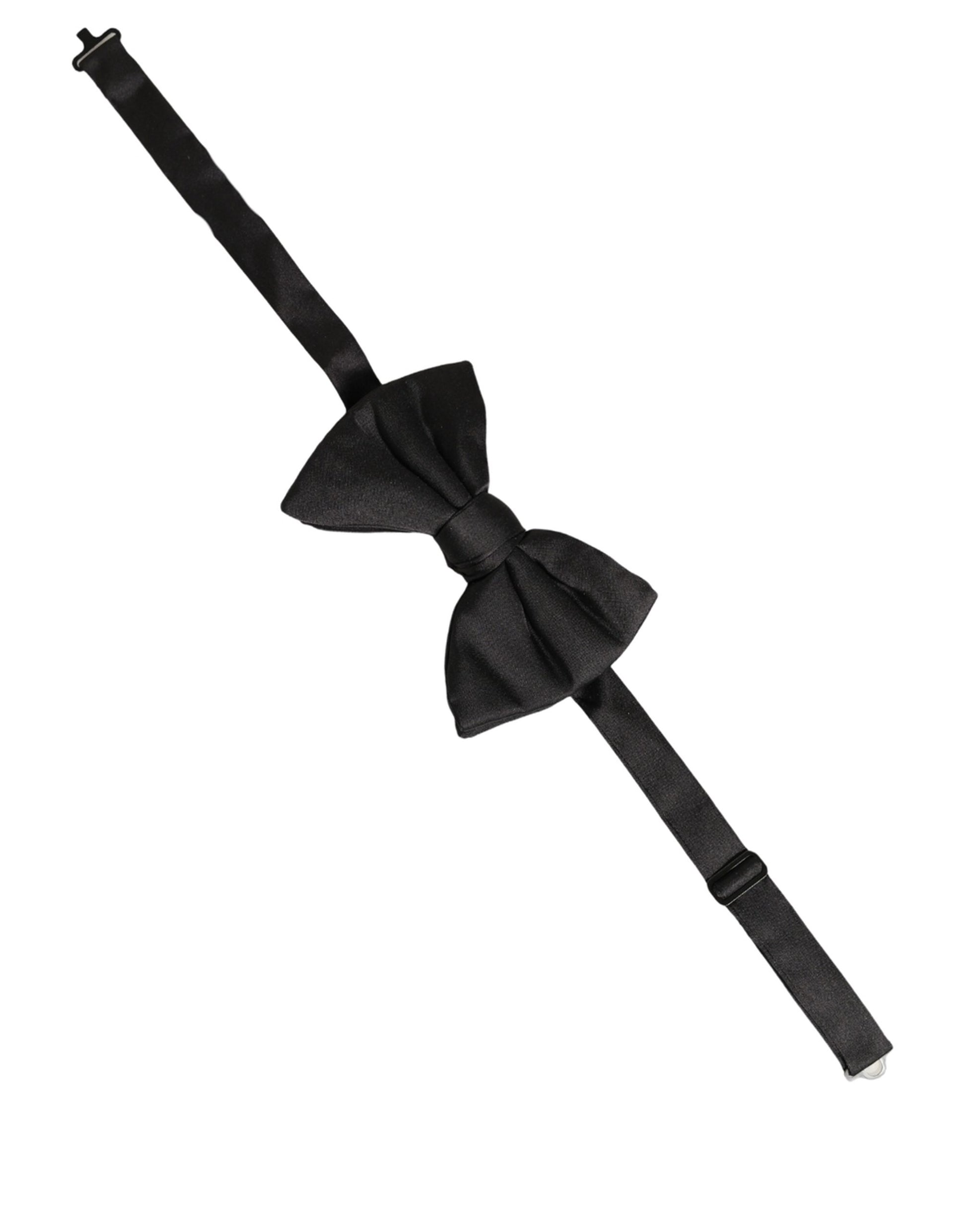 Men Black 100% Silk Adjustable Neck Papillon Bow Tie