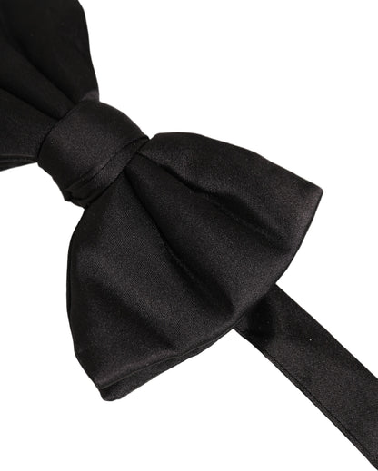 Men Black 100% Silk Adjustable Neck Papillon Bow Tie