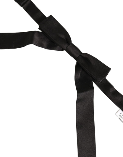 Men Black 100% SIlk Adjustable Neck Papillon Bow Tie