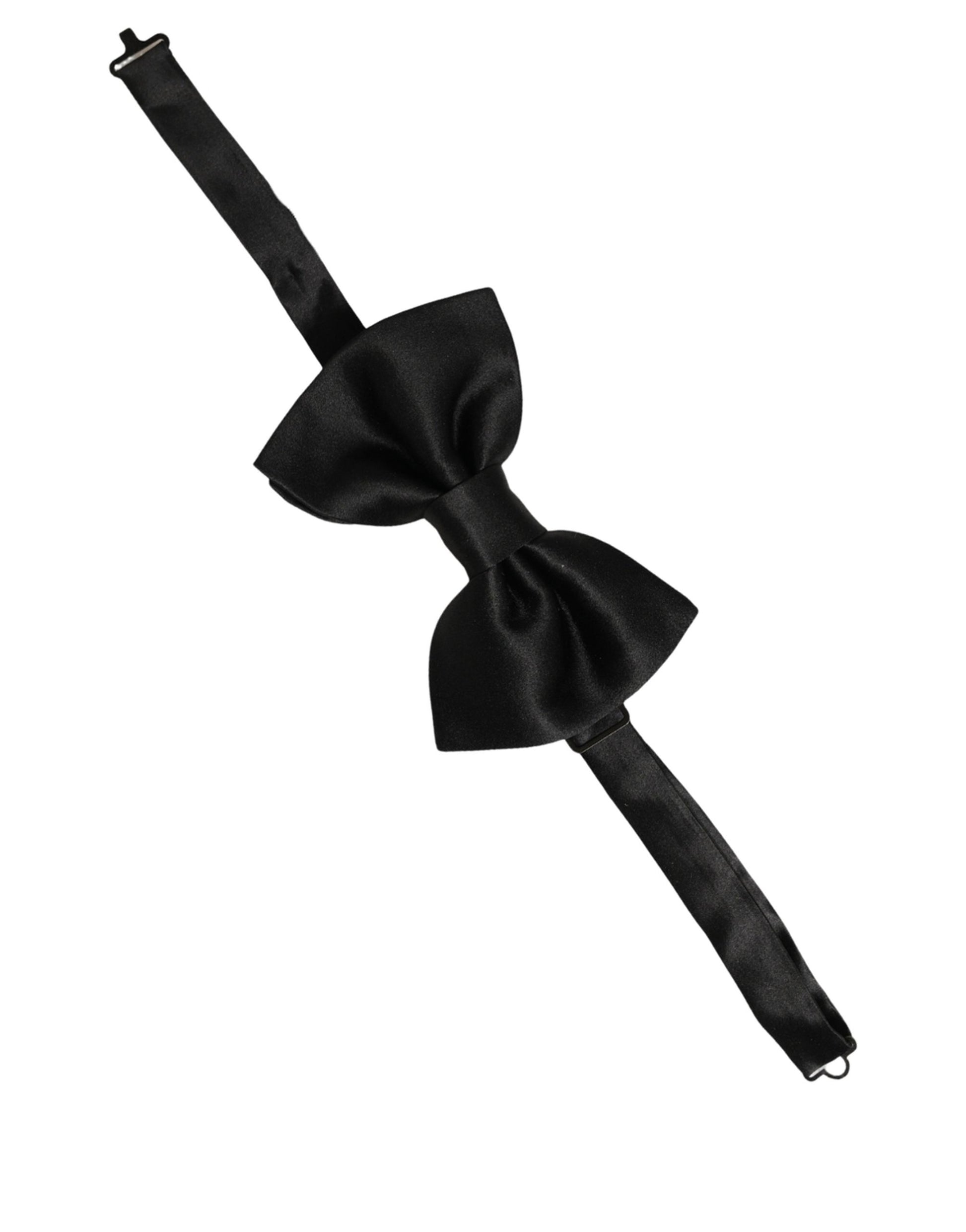 Men Black 100% Silk Adjustable Neck Papillon Bow Tie