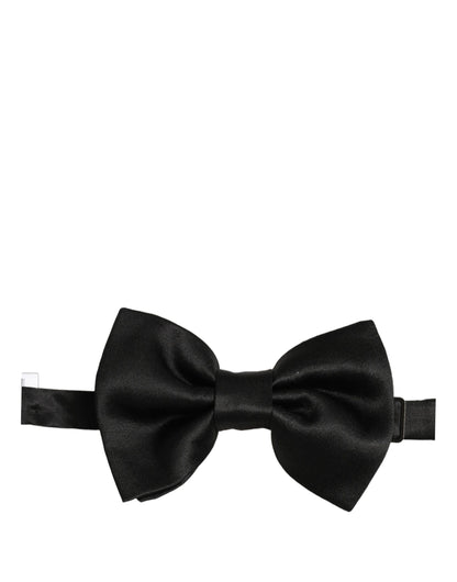 Men Black 100% Silk Adjustable Neck Papillon Bow Tie