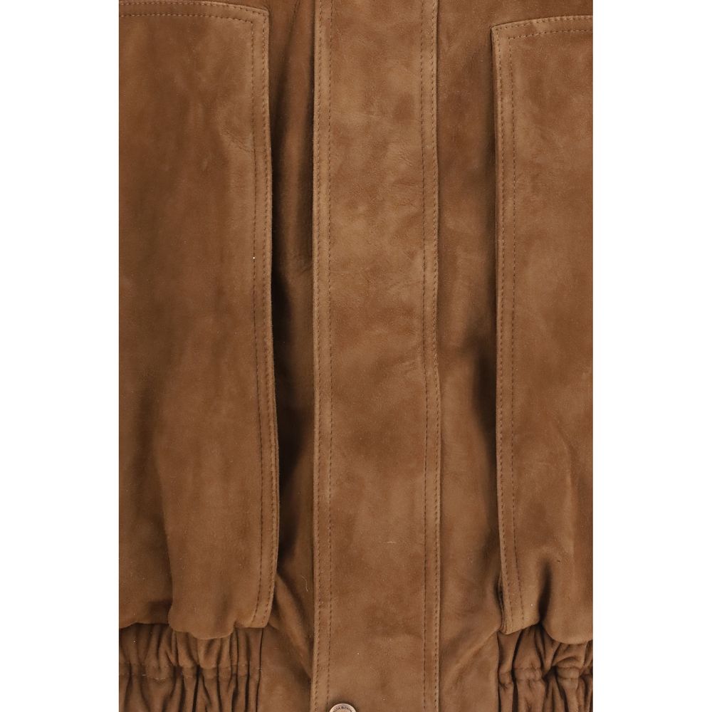 Brown Suede Leather Bomber