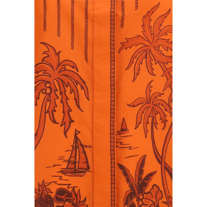 Orange Cotton Pattern Shirt