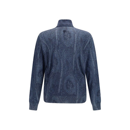 Blue Silk Turtleneck