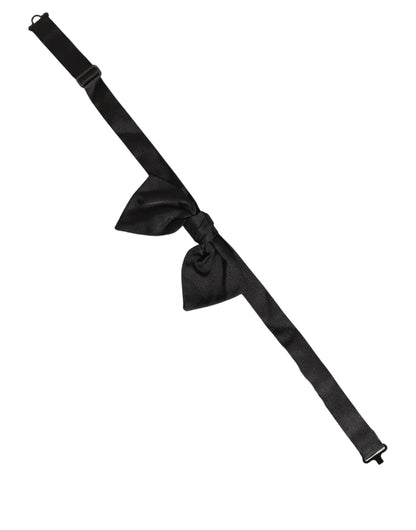 Men Black 100% SIlk Adjustable Neck Papillon Bow Tie