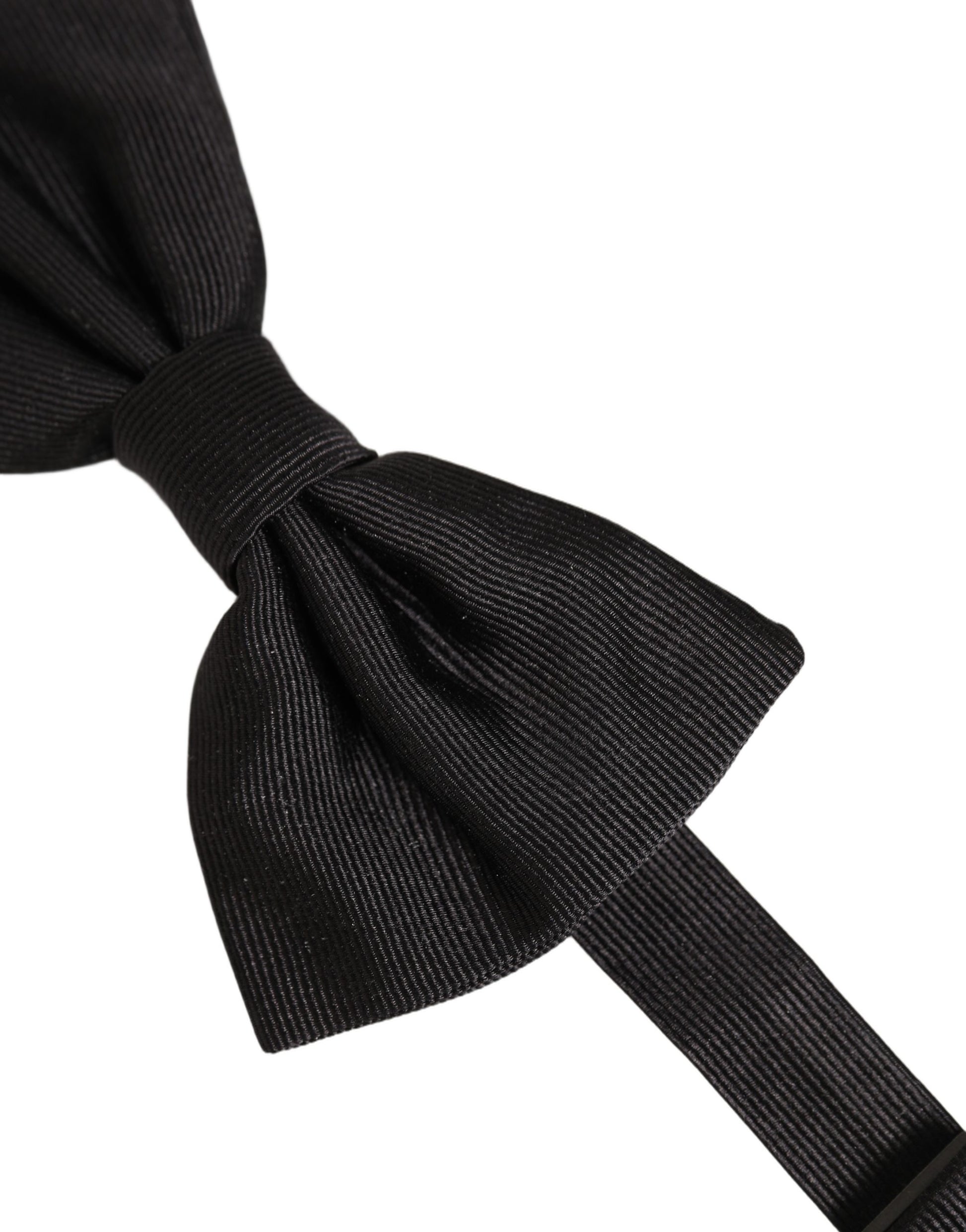 Men Black 100% Silk Adjustable Neck Papillon Bow Tie