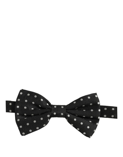 Black White Polka Dot Adjustable Neck Papillon Bow Tie