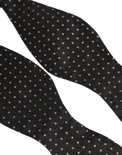 Black White Polka Dot Adjustable Neck Papillon Bow Tie