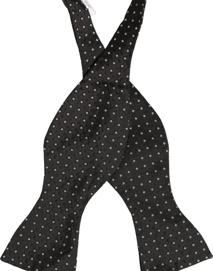 Black White Polka Dot Adjustable Neck Papillon Bow Tie