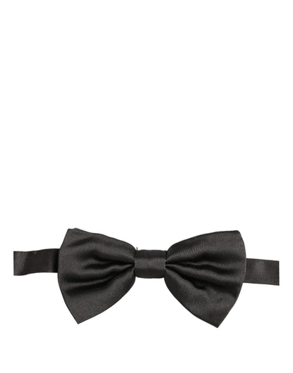 Men Black 100% Silk Adjustable Neck Papillon Bow Tie