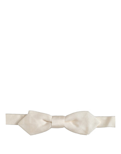 Men White 100% Silk Adjustable Neck Papillon Bow Tie