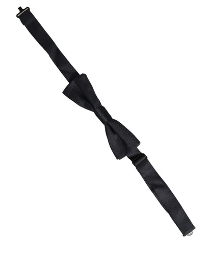 Men Black 100% Silk Adjustable Neck Papillon Bow Tie