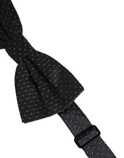 Black White Polka Dot Adjustable Neck Papillon Bow Tie