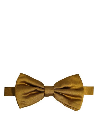 Men Mustard 100% Silk Adjustable Neck Papillon Bow Tie