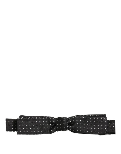 Black White Polka Dot Adjustable Neck Papillon Bow Tie