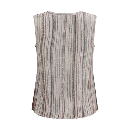 Multicolor Rayon Sleeveles T-Shirt