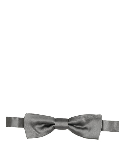 Men Gray 100% Silk Adjustable Neck Papillon Bow Tie