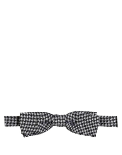 Black White Houndstooth Adjustable Neck Bow Tie