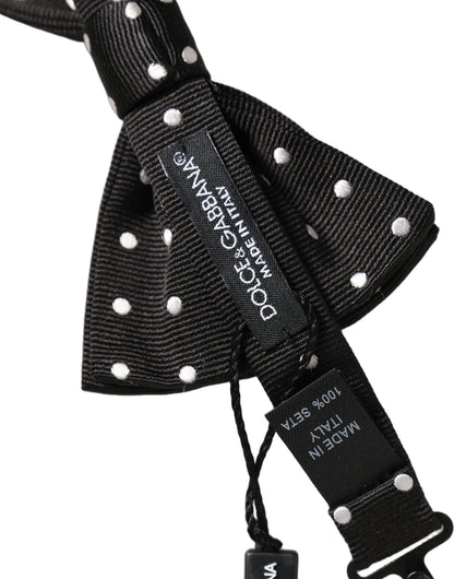 Black White Polka Dot Adjustable Neck Papillon Bow Tie
