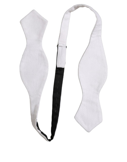 Men White 100% Silk Adjustable Neck Papillon Bow Tie