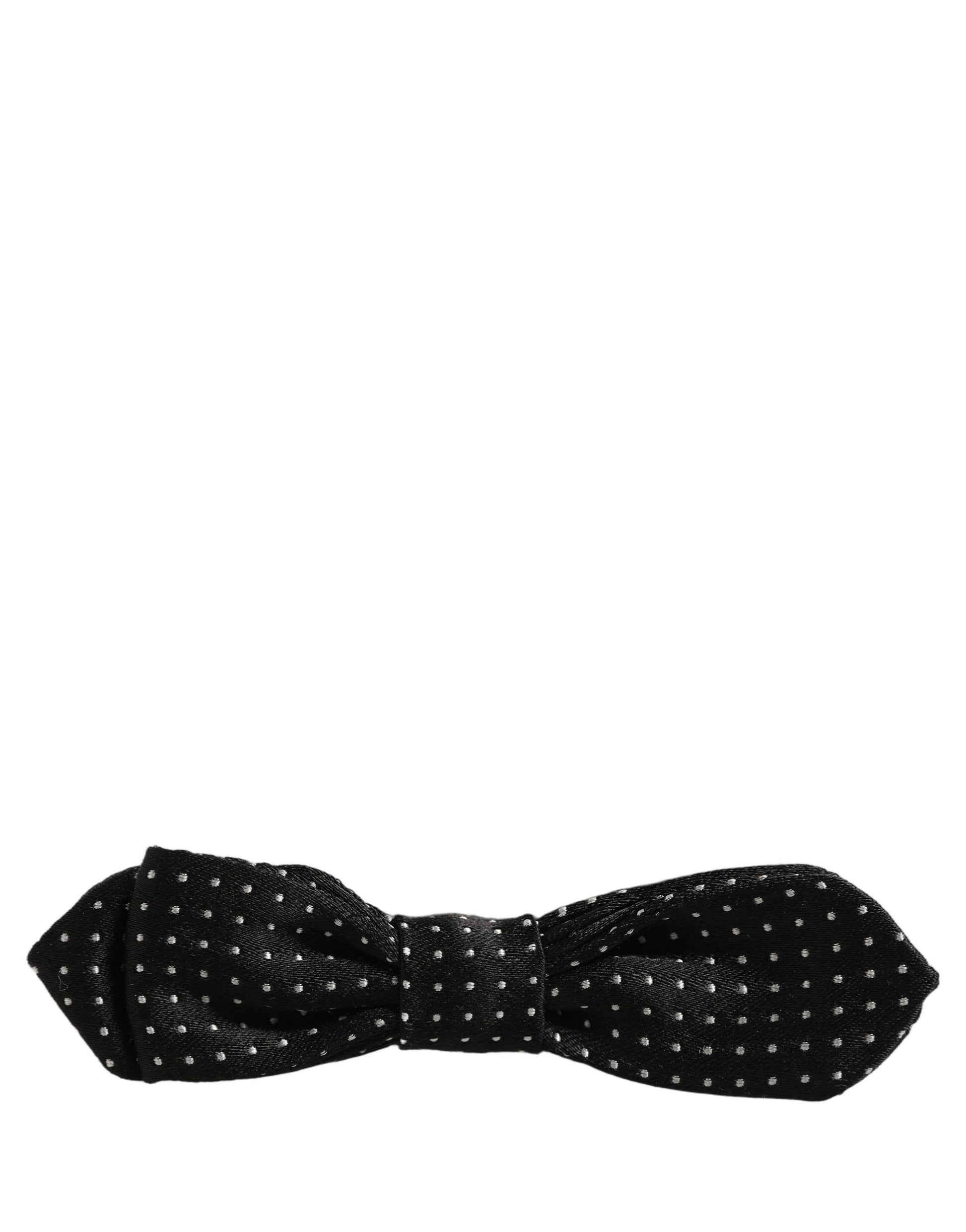 Black White Polka Dot Adjustable Neck Papillon Bow Tie