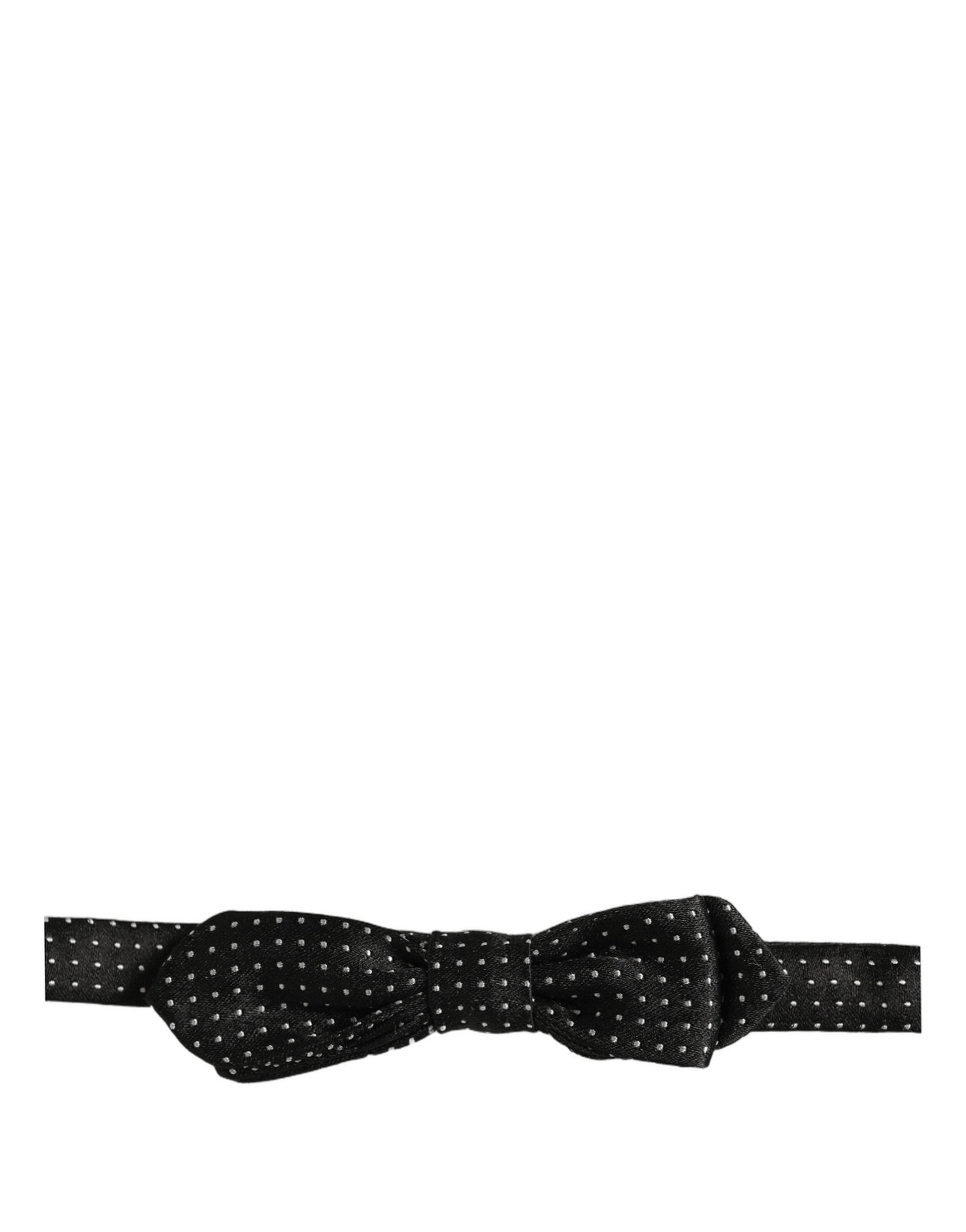 Black White Polka Dot Adjustable Neck Papillon Bow Tie