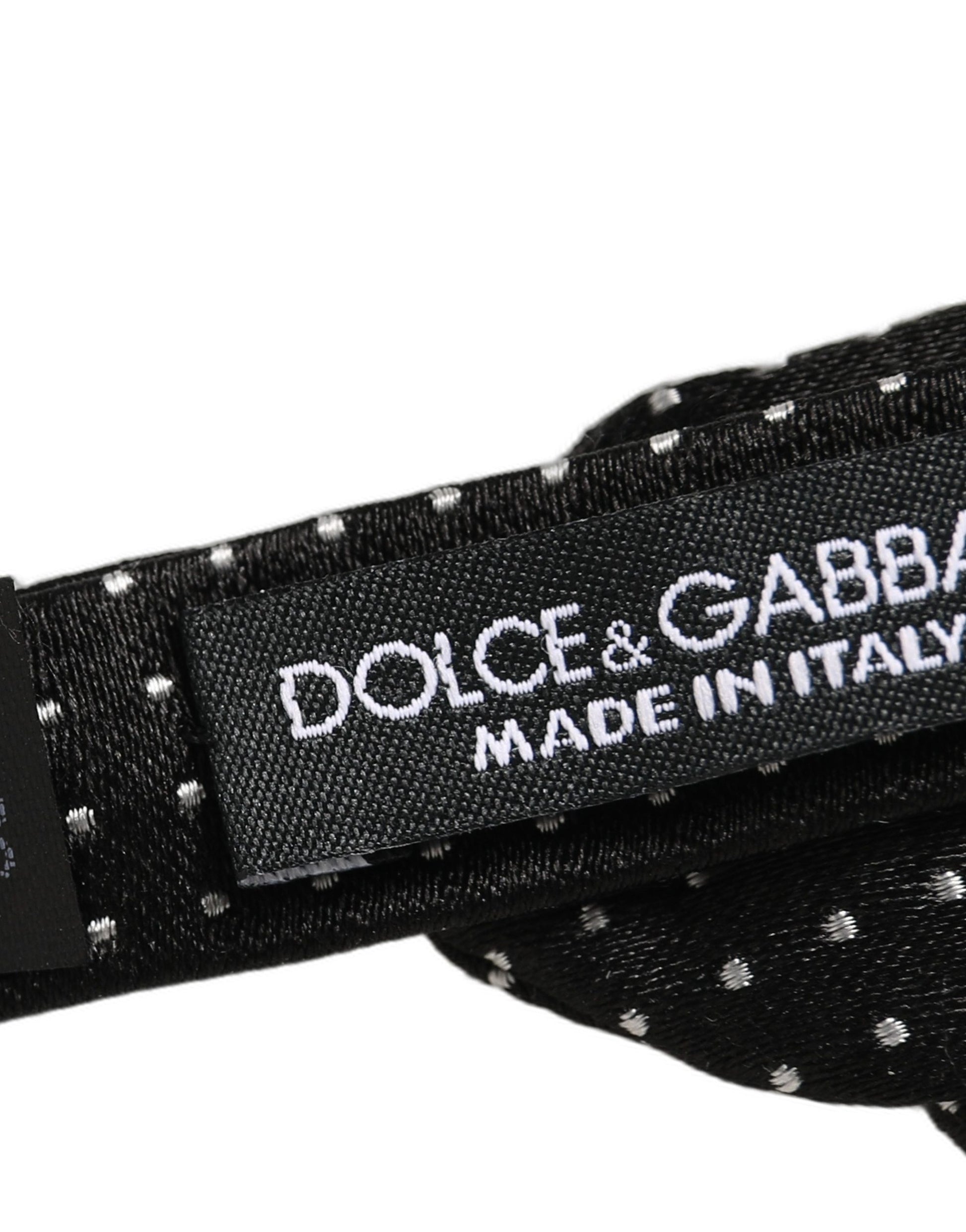 Black White Polka Dot Adjustable Neck Papillon Bow Tie