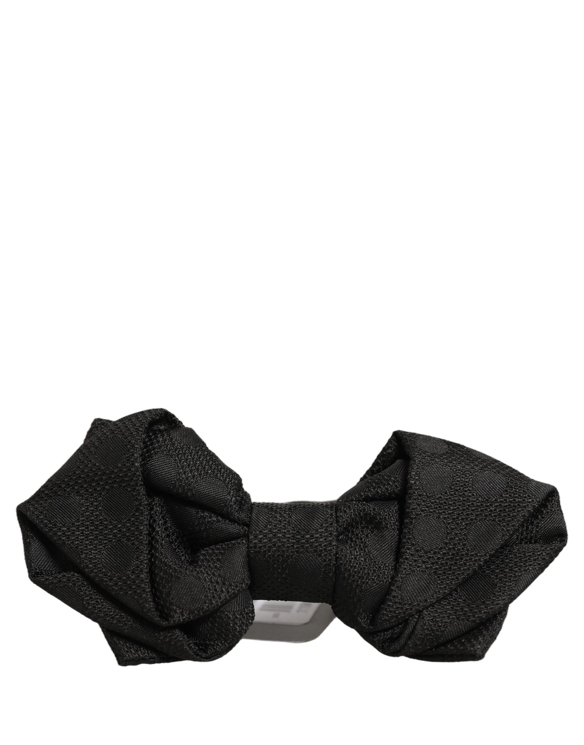 Men Black 100% Silk Adjustable Neck Papillon Bow Tie