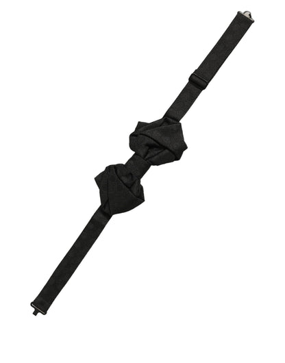 Men Black 100% Silk Adjustable Neck Papillon Bow Tie