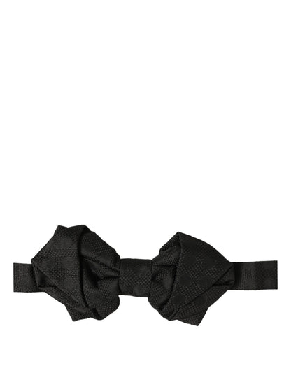 Men Black 100% Silk Adjustable Neck Papillon Bow Tie