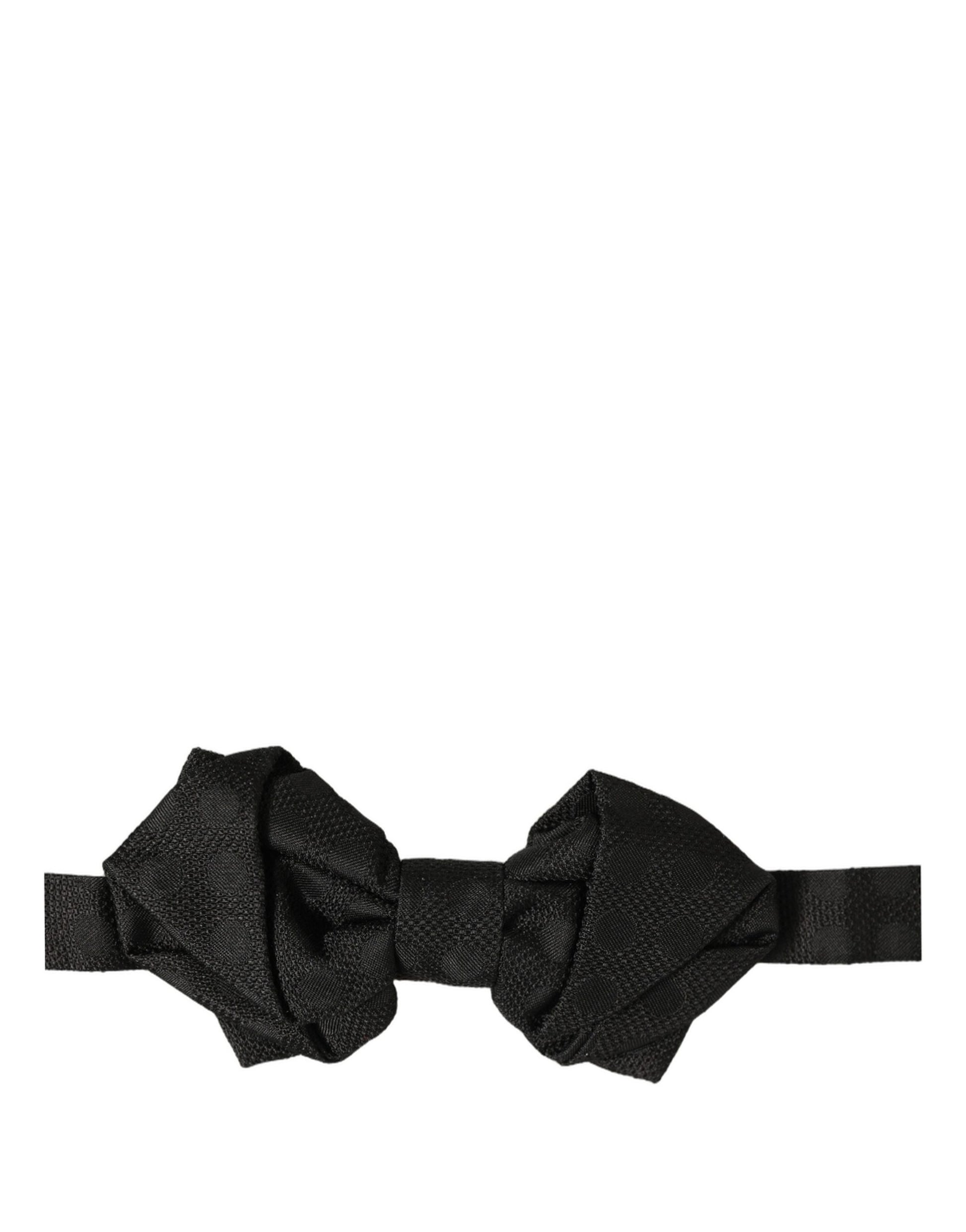 Men Black 100% Silk Adjustable Neck Papillon Bow Tie