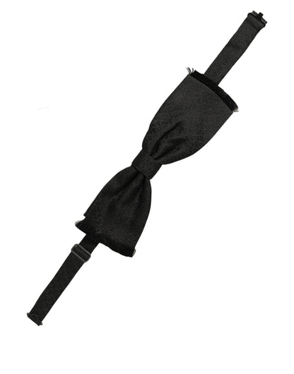 Men Black 100% SIlk Adjustable Neck Papillon Bow Tie