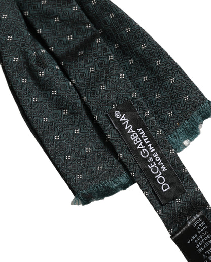 Men Green Patterned Adjustable Neck Papillon Bow Tie