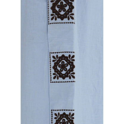 Blue Linen Casual Pants