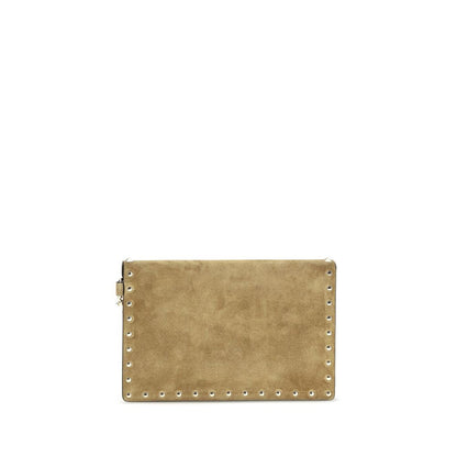 Beige Suede Leather Clutch Bag