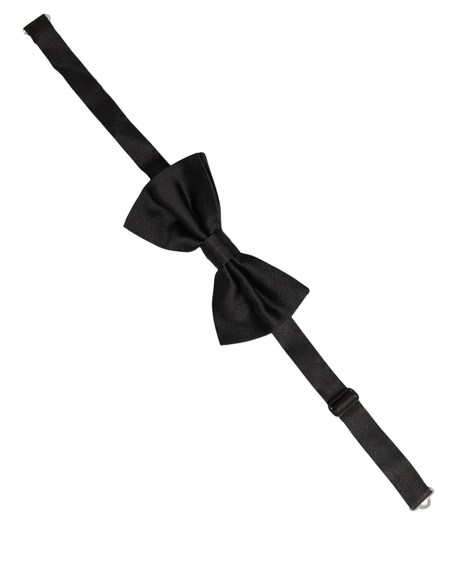 Men Black 100% Silk Adjustable Neck Papillon Bow Tie