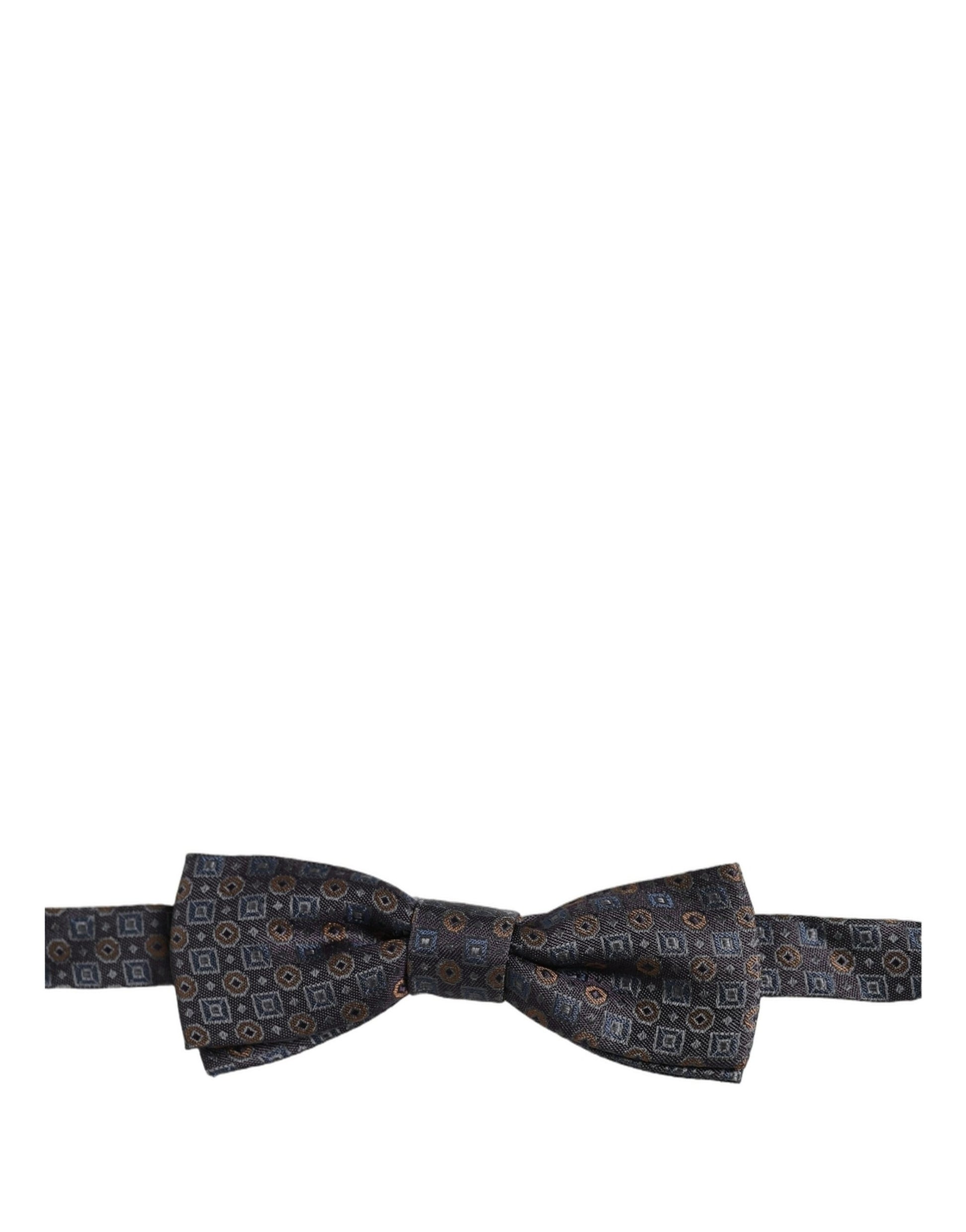 Men Dark Gray Geometric Adjustable Neck Bow Tie