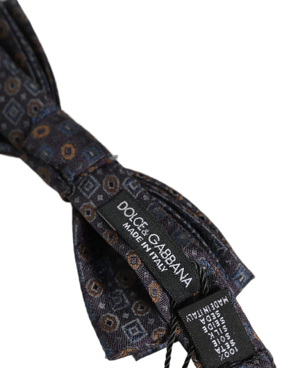 Men Dark Gray Geometric Adjustable Neck Bow Tie