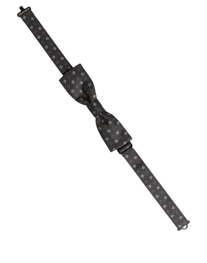 Men Dark Gray Geometric Adjustable Bow Tie