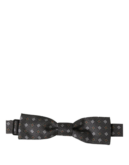 Men Dark Gray Geometric Adjustable Bow Tie